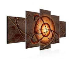 Bilder Abstrakt Wandbild 200 x 100 cm Vlies - Leinwand Bild XXL Format Wandbilder Wohnzimmer Wohnung Deko Kunstdrucke Gelb Grau 5 Teilig - MADE IN GERMANY - Fertig zum Aufhängen 100151a