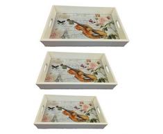 HOLZTABLETT Geige 3 er Set LN47-3 SERVIERTABLETT BETTTABLETT TABLETT Holz SERVIERPLATTE