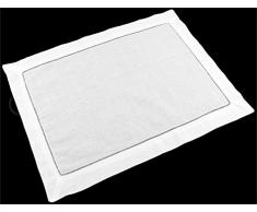 CleverDelights Platzsets, Leinen, gesäumt, 35,6 x 50,8 cm, Weiß, 6 Stück