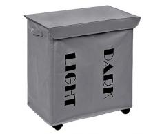 Chrislley Wäschekorb mit Rollen, schmaler Wäschekorb, Schmutzwäschekorb für Wäsche, Weidenkorb, dünner Wäschesortierer C-grau 1