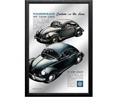 empireposter - Volkswagen - Beetle - Custom Coach - GrÃ¶Ãe (cm), ca. 20x30 - Bedruckter Spiegel, NEU - Beschreibung: - Bedruckter Wandspiegel mit schwarzem Kunststoffrahmen in Holzoptik -