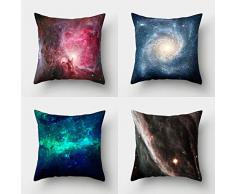 Whim-Wham Zartes Set von 4 Kissenbezügen im Stil Landschaftsbild Malerei Kompass Kreative Baumwolle Leinen Stoff Weiche Kissenbezüge für Sofa Schlafzimmer Auto 45 x 45 cm 18x18/45cm x 45cm 8