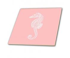 3dRose Coral Pink Seepferdchen Print. Sea Horse. Ocean Marine Strand Aquarium – Keramik Fliesen, 6 (CT 164961 _ 2)