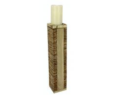 Flair Flower 706787N Kerzenhalter Säule Kork Kerzenständer Deko Weihnachtsdeko Stumpenkerze Laterne aus Holz Landhausstil Antik-Braun Alpenhütte Shabby, Natur, ca. 10x10X47 cm