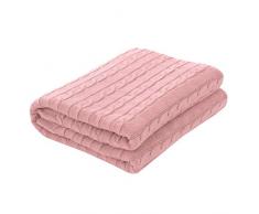 PENCK gewebte Decke aus 100 % Baumwolle, gestrickt, weich, leicht, für den Sommer – massives Häkelpullover, Textur, Zopfüberwürfe für Couch/Sofa, Auto, Heimdekoration 50 x 60 Inches rose
