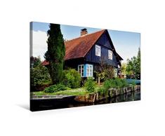 Premium Textil-Leinwand 75 x 50 cm Quer-Format Holzhaus am Wasser | Wandbild, HD-Bild auf Keilrahmen, Fertigbild auf hochwertigem Vlies, Leinwanddruck von Pia Thauwald