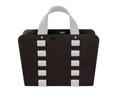 L-BAG 02: Zeitungsständer, Zeitschriftenständer aus Stahl mit Ledereinsätzena us Leder, farbe Weiß, Design von Limac