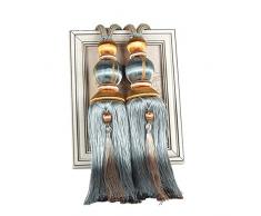 Bestmemories Raffhalter für Fenster, Paar, Laterne, zum Aufhängen, mit Quasten, Vorhänge mit Schnalle, Laternenbindung, handgefertigt, geflochtene Schnalle, Vorhang für Zuhause und Schlafzimmer hellblau