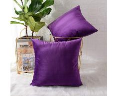 MERNETTE Velvet Soft Dekorative Quadratisch Überwurf Kissen Bezüge Kissen Fällen Set Kissenbezüge für Sofa Schlafzimmer Auto Stuhl 18x18,2 Pieces Velvet Dark Purple