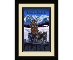 Northwest Art Mall pal-4738 fgdm ASD Bethel Alaska Schlitten Hunde gerahmtes Wandbild Art von Künstler Paul A. lanquist, 40,6 x 55,9 cm