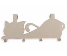 Villa d Este Home Tivoli Cats Kleiderhaken, Blech, Grau, 24 x 7 x 51 cm