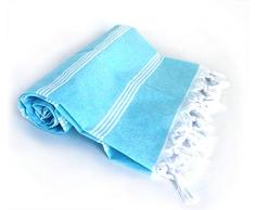 Laylas Pestemal türkische Strandtücher 2er Set Bio türkische Badetücher türkische Fouta Yoga Handtuch Helles Himmelblau