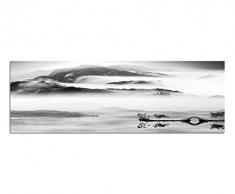 Panoramabild auf Leinwand und Keilrahmen 150x50cm China Landschaft Wasser Berge Nebel