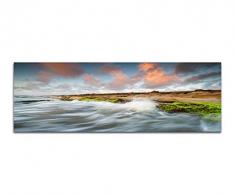 Panoramabild auf Leinwand und Keilrahmen 150x50cm Florida Strand Wasser Wolken Sonnenaufgang