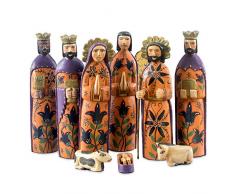 NOVICA 176485 Weihnachtskrippe aus Holz, groß