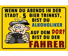 Schatzmix Spruch Wenn du Abends 5 Bier trinkst, bist du Alkoholiker…20x30 Deko Blechschild, Blech, Mehrfarbig, 20x30 cm