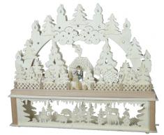 SchwibboLa KB 10-4 Erzgebirgischer Doppelt Beleuchteter Schwibbogen inklusive Erhöhung mit Zertifizierung, 52 x 42 cm 10-4