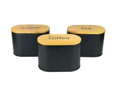 Gr8 Home Aufbewahrungsdosen für Tee, Kaffee, Zucker, 3 Stück, mit schwarzen Punkten