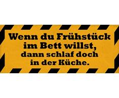 Schatzmix Spruch Wenn Du Frühstück im Bett willst Metallschild Wanddeko 27x10 cm tin Sign Blechschild, Blech, Mehrfarbig