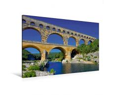 Calvendo Premium Textil-Leinwand 120 cm x 80 cm quer, Pont du Gard | Wandbild, Bild auf Keilrahmen, Fertigbild auf echter Leinwand, Leinwanddruck: Provence Orte Orte