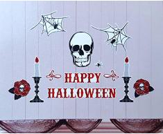 Happy Halloween Peel and Stick Wall Clings Party Deko Sticker Set Totenkopf Spinne Kerze