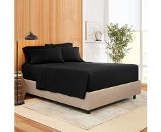 Empyrean Bettwäsche Bambusmischung 6-teilig Bettlaken Set - Bambus und Mikrofaser Mischung - Hotel Luxus Extra Soft Cool Comfy Bettlaken - pflegeleicht knitterfrei Kein Bügeln notwendig Split King Size schwarz