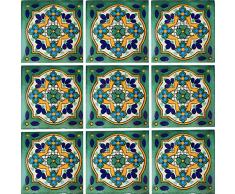 Color y Tradicion C248 Mexikanische Fliesen, Handbemalt, 10,2 x 10,2 cm, 9 Stück