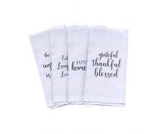 Niedliches Küchentuch-Set – 4 Küchentücher mit bedruckten Designs, weiße Handtücher oder Geschirrtücher passen zu jeder Dekoration, perfekt für Einweihungsgeschenk, Weihnachten, Muttertag, Geburtstag