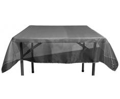 La Leinen Sheer Spiegel Organza Tischdecke, quadratisch, Polyester, schwarz, 132 x 132 x 0.022 cm