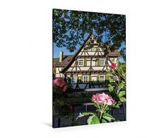 Premium Textil-Leinwand 80 x 120 cm Hoch-Format Fachwerk Romantik in Strümpfelbach | Wandbild, HD-Bild auf Keilrahmen, Fertigbild auf hochwertigem Vlies, Leinwanddruck von Horst Eisele