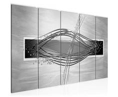 Bilder Abstrakt Wandbild 200 x 80 cm Vlies - Leinwand Bild XXL Format Wandbilder Wohnzimmer Wohnung Deko Kunstdrucke Grau 5 Teilig - MADE IN GERMANY - Fertig zum Aufhängen 103055c