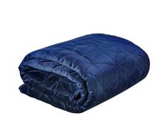 Eurofirany Bettüberwurf Velvet Samt Tagesdecke Gesteppte Geometrische Muster Decke Überwurf Steppdecke Elegant Edel Glamour Schlafzimmer Wohnzimmer Gästezimmer Lounge, Marineblau, 220X240cm