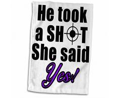 3dRose He Took A Shot She Said Yes Purple Handtücher, Mehrfarbig, 15 x 22