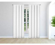 Unbekannt Blackout365 – Bryn Geometrische Verdunkelungsvorhänge mit Ösen Oben, Vorhänge für Schlafzimmer, Wohnzimmer – Set mit 2 Paneelen – 94 x 213,4 cm – Hellblau Traditionell 37 X 96 Inch weiß