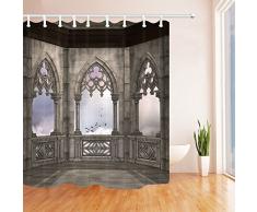 QCWN Antike Gothic Decor Dusche Vorhänge mittelalterlichen Burg Barock Design Waterroof Badezimmer Dusche Vorhang Dekor mit gratis Haken 65x70 1