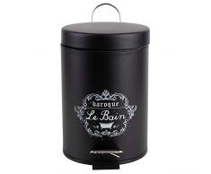 Home Basics Paris Le Bain Treteimer mit Tragegriff, Stahl, 19,7 x 17,8 x 25,4 cm, Schwarz