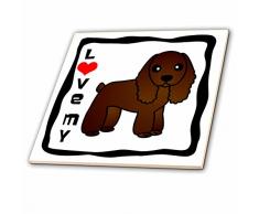 3dRose CT_-15362 – _ 2 Love My Cocker Spaniel Chocolate-Ceramic Fliesen, 6