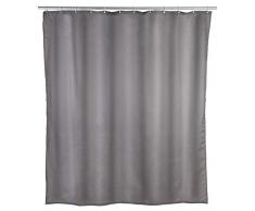 Wenko 24032100 Duschvorhang Uni Grau - waschbar, mit 12 Duschvorhangringen, Polyester, 200 x 180 cm