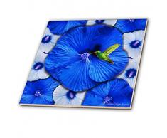 3dRose 40664_3 Keramikfliese, Kolibri und Hibiskus, 20 cm, Dunkelblau