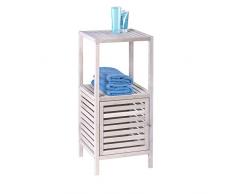 WENKO Regal Norway mit Tür Natur Weiß, Badezimmer-Schrank mit 2 Ablagen und einer Tür, Badschrank aus Walnussholz, kleine Kommode, Eckregal für das Bad, 39,5 x 86 x 35,5 cm, weiß