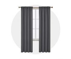 Deconovo Thermo-Vorhänge mit Stangen, Verdunkelungsvorhänge für Kinderzimmer, 132,1 x 241,9 cm, Dunkelgrau