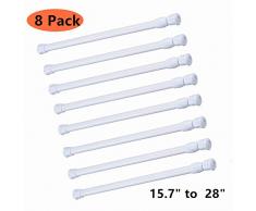 qinsou Federvorhangspannstangen, 8 Stück, für Schrankstangen, verstellbare Verlängerungsstange für Badezimmer, Fenster, Schrank, Kühlschrankleiste, DIY-Projekte (39,1-71,1 cm)