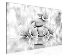 Bilder Blumen Feng Shui Wandbild 200 x 80 cm Vlies - Leinwand Bild XXL Format Wandbilder Wohnzimmer Wohnung Deko Kunstdrucke Grau 5 Teilig - MADE IN GERMANY - Fertig zum Aufhängen 505855c