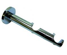 GARDINIA Doppel-Kombiträger mit Metallmontageplatte für Gardinenstangen, 2-läufig, Offen, Alle Montage-Teile inklusive, Serie Chicago, Durchmesser 20 mm, Chrom