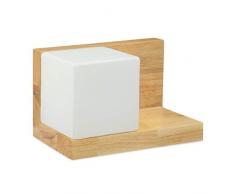 Relaxdays, Natur Wandleuchte Regal Würfel, Retro, Wandlampe, E27, max. 40 Watt, Holz, Milchglas, HBT: 15,5 x 24 x 15 cm, Standard