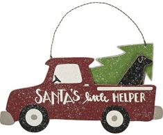 Primitives by Kathy Truck mit Hund Weihnachtsmann Little Helper zum Aufhängen Home Decor