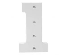 WONFAST Dekoratives Licht bis Holz Nummer Buchstaben, Weiß Holz Festzelt Anzahl LED Lichter Schild Partei Hochzeit Decor batteriebetrieben Nr. 1