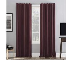 Sun Zero Evelina Kunstseide Dupioni mit Perlenquasten, 100% Verdunkelungsgardine 50 x 95 Bordeauxrot