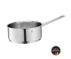 WMF Compact Cuisine Stielkasserolle, 20 cm, Glasdeckel Kochtopf 3,3l, Cromargan Edelstahl poliert, Innenskalierung, Topf Induktion, unbeschichtet