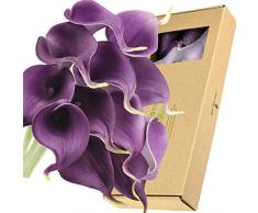 FiveSeasonStuff Künstliche Calla-Lilien mit echter Haptik, für Hochzeit, Brautstrauß, Heimdekoration, Party, Blumenarrangements, 15 Stiele pflaume